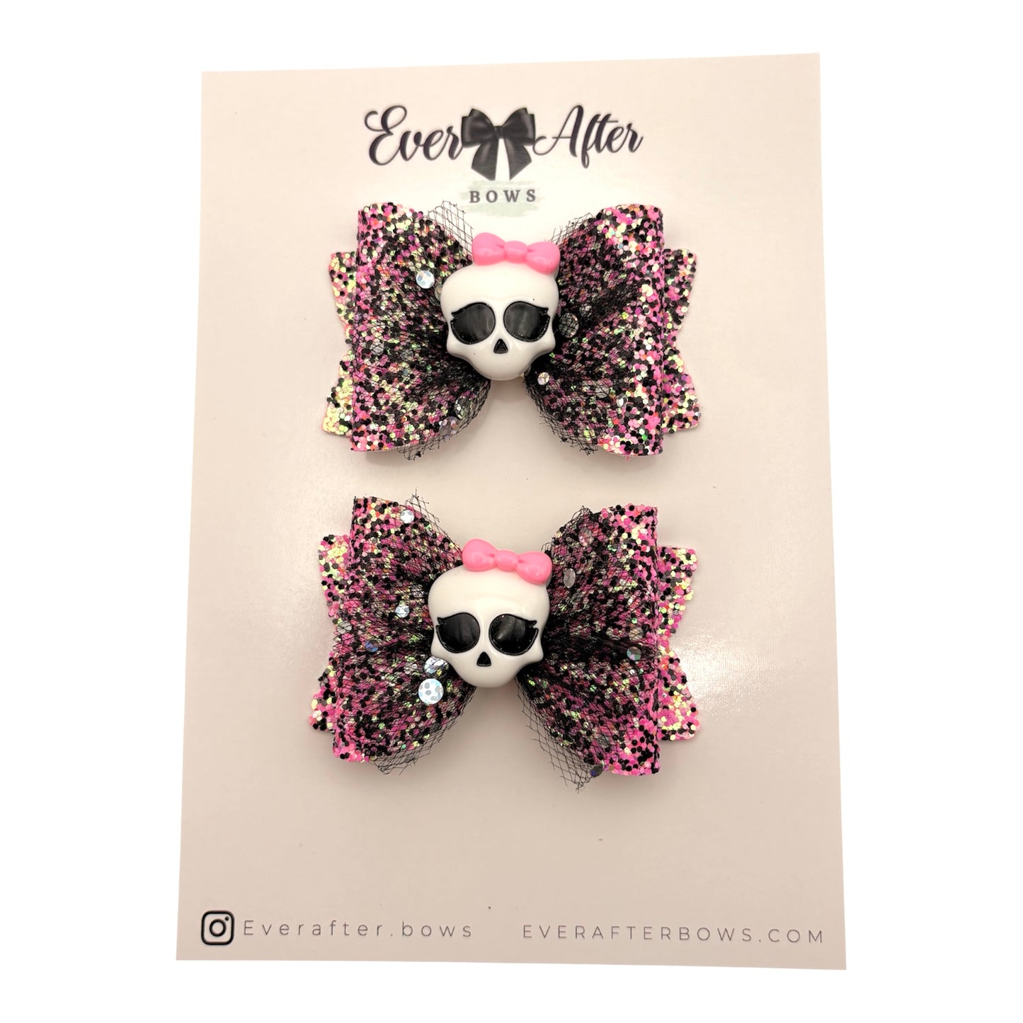 PINK PRETTY SKULL PIGTAILS SET