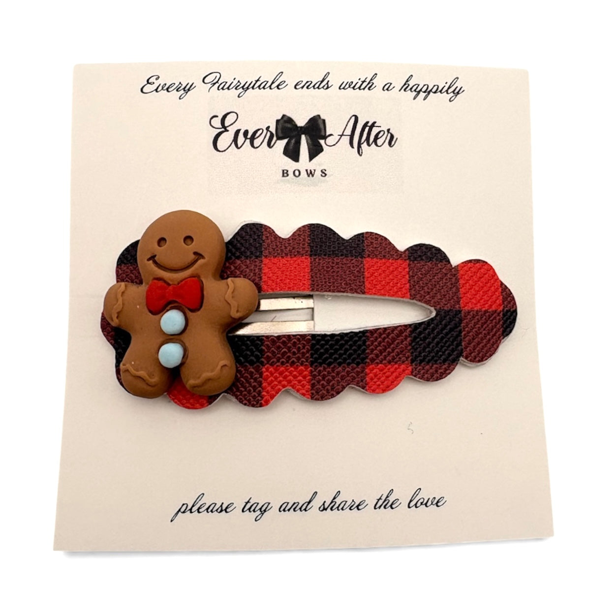 BUFFALO PLAID GINGERBREAD SNAPCLIP