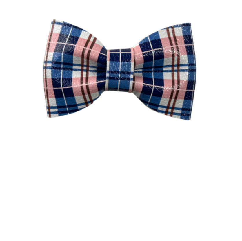 Christmas plaid pink bowtie