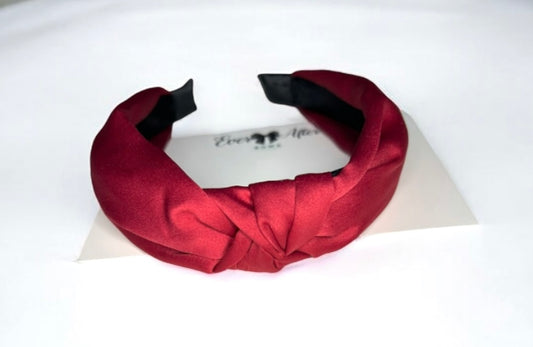 BURGUNDY RED SATIN HEADBAND