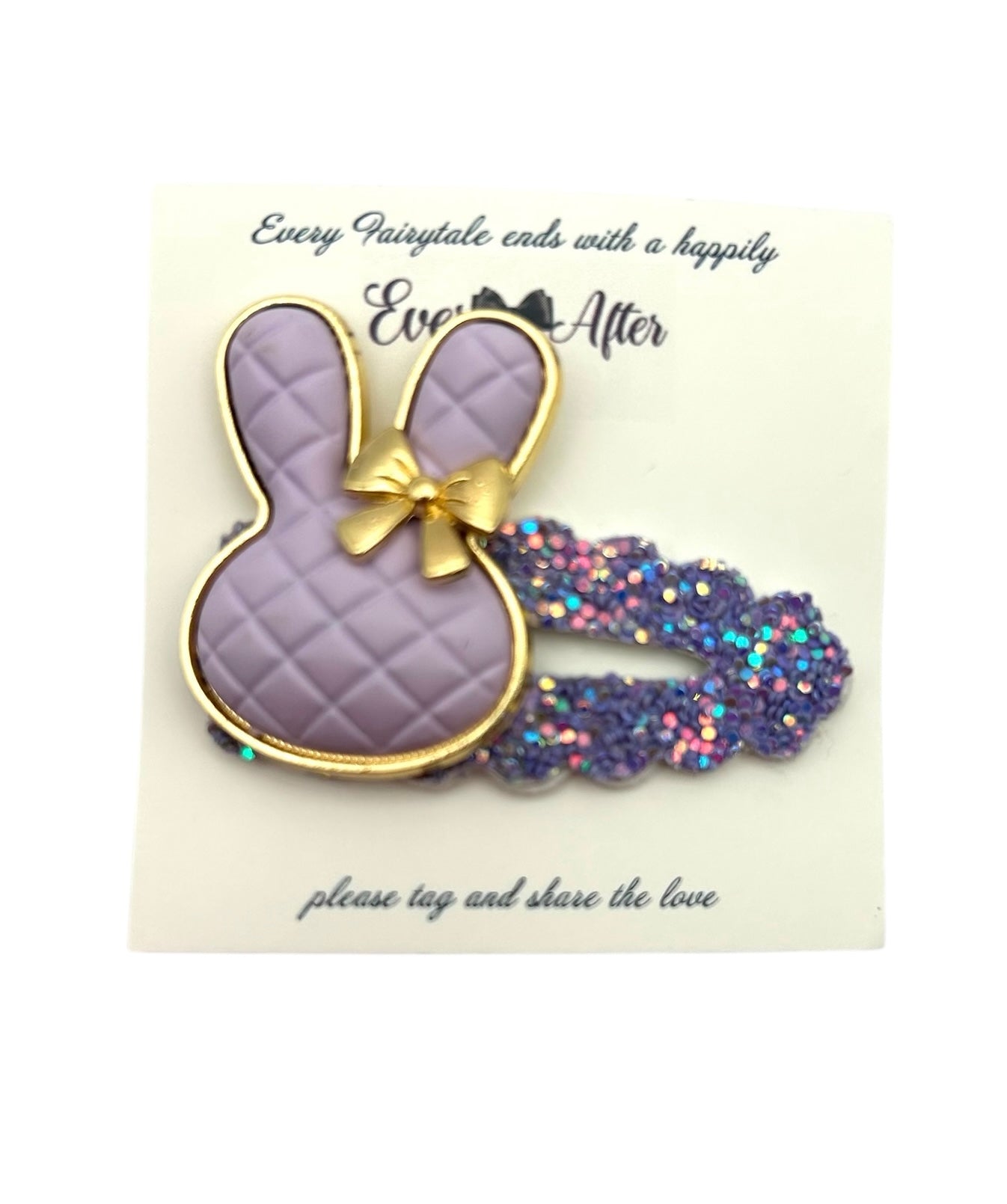 PURPLE QUILTED BUNNY CLIP