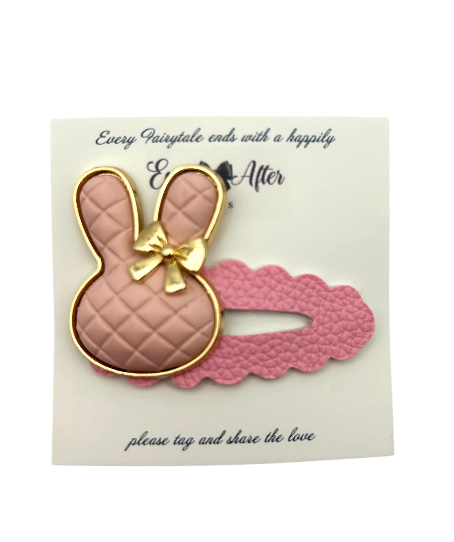 PINK QUILTED BUNNY CLIP