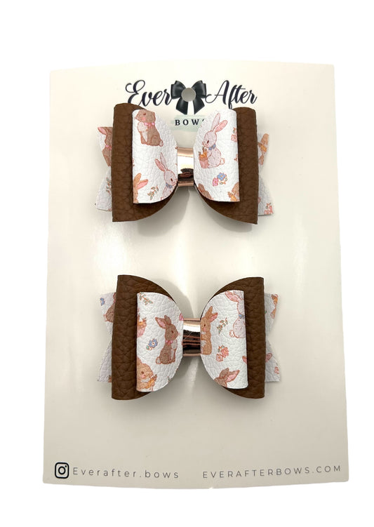 CHOCOLATE BUNNY PIGTAILS SET" 2.8"