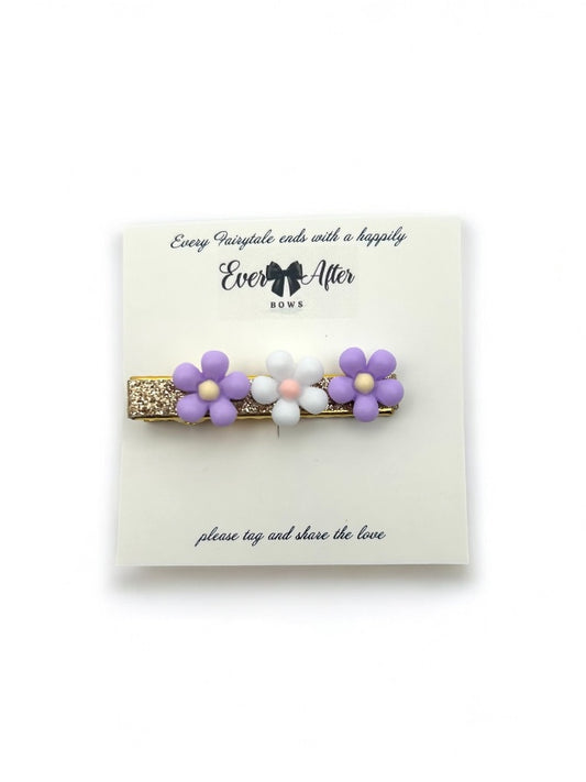 PURPLE FLOWER BAR CLIP