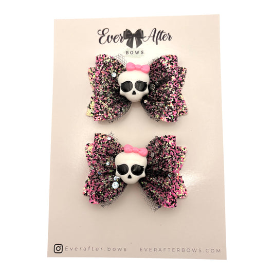 PINK PRETTY SKULL PIGTAILS SET