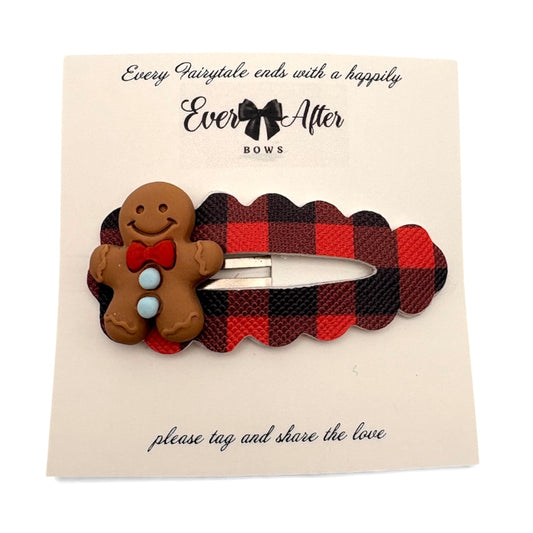BUFFALO PLAID GINGERBREAD SNAPCLIP