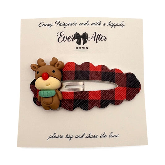BUFFALO PLAID DEER SNAPCLIP