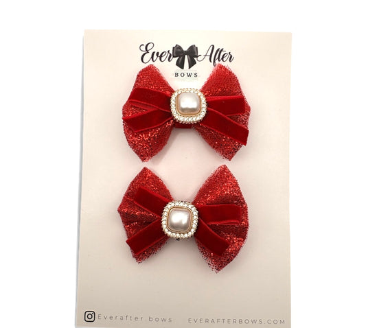 RED TULLE PIGTAILS 2.in