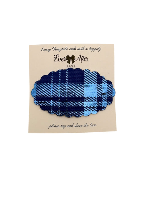 Blue shimmer plaid snapclip