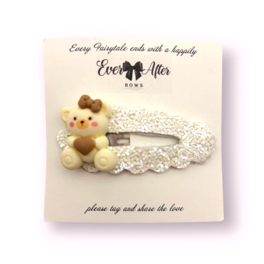 WHITE TEDDY SNAPCLIP