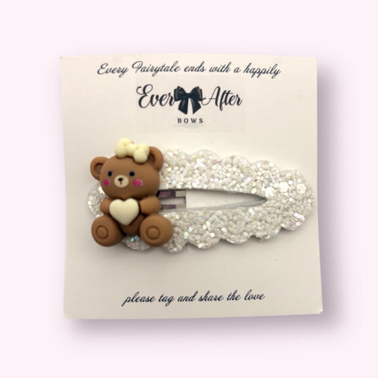 BROWN TEDDY SNAPCLIP